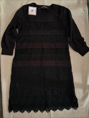 Liza Byrd Black Lace-Trim Mini sweater Dress